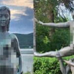 ‘너무 적나라하다…’ 경주 보문단지 나체 조각상 철거