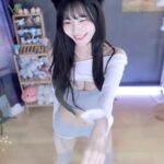 회색 가터벨트 고양이귀 조합으로 춤추는 수련수련